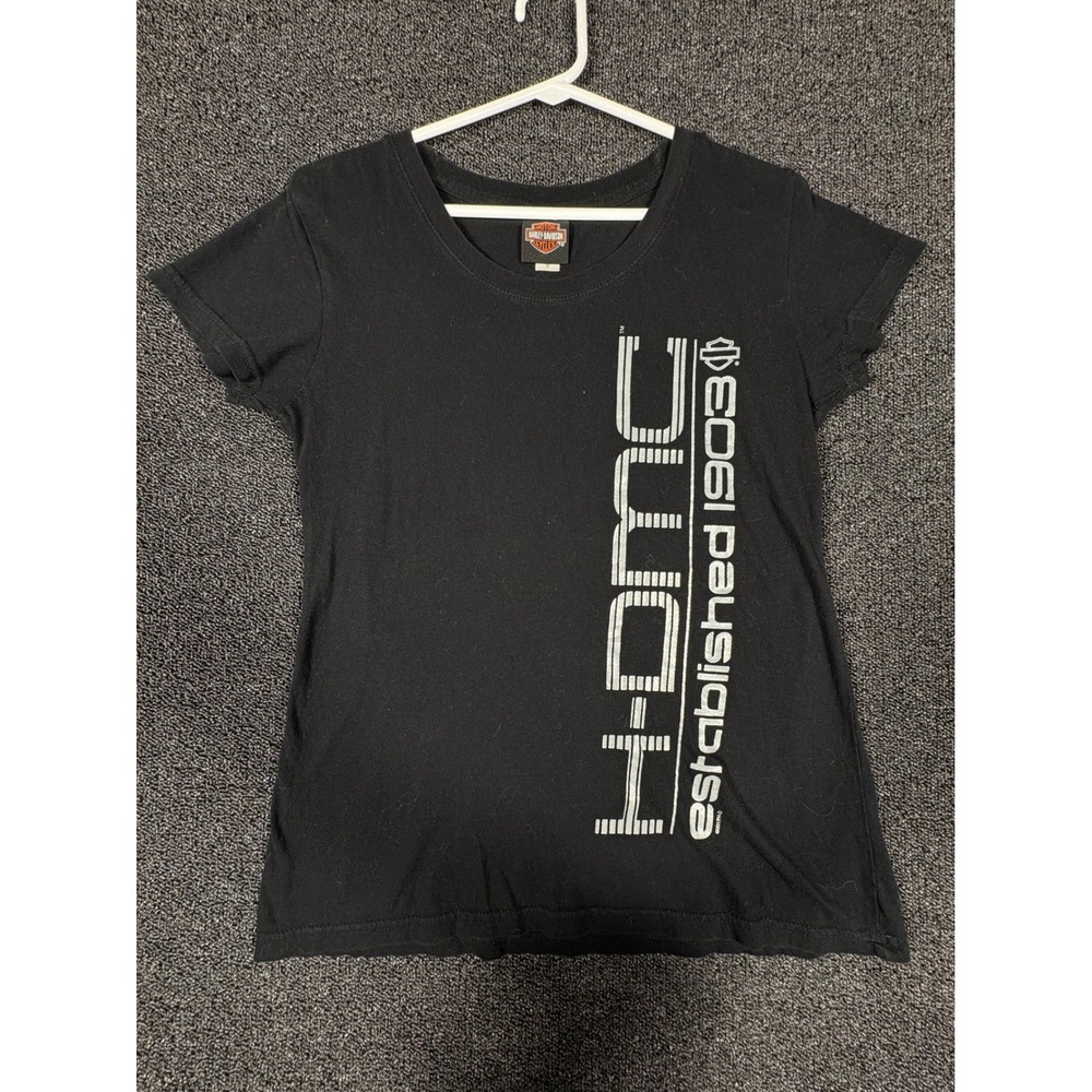 Harley-Davidson Palm Beach Florida Graphic‎ T-Shirt Womens M Black Silver Y2K